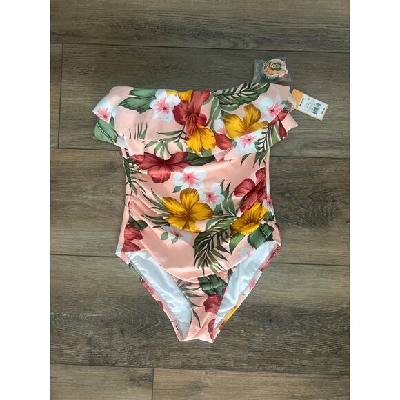 NWT Kona Sol Women Swimsuit Size M Full Coverage Removable Strap Tummy Control - Picture 1 of 11